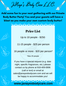 Private Body Butter Party By JaNaye's Body Care LLC