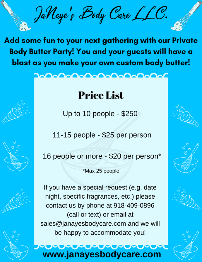 Private Body Butter Party By JaNaye's Body Care LLC